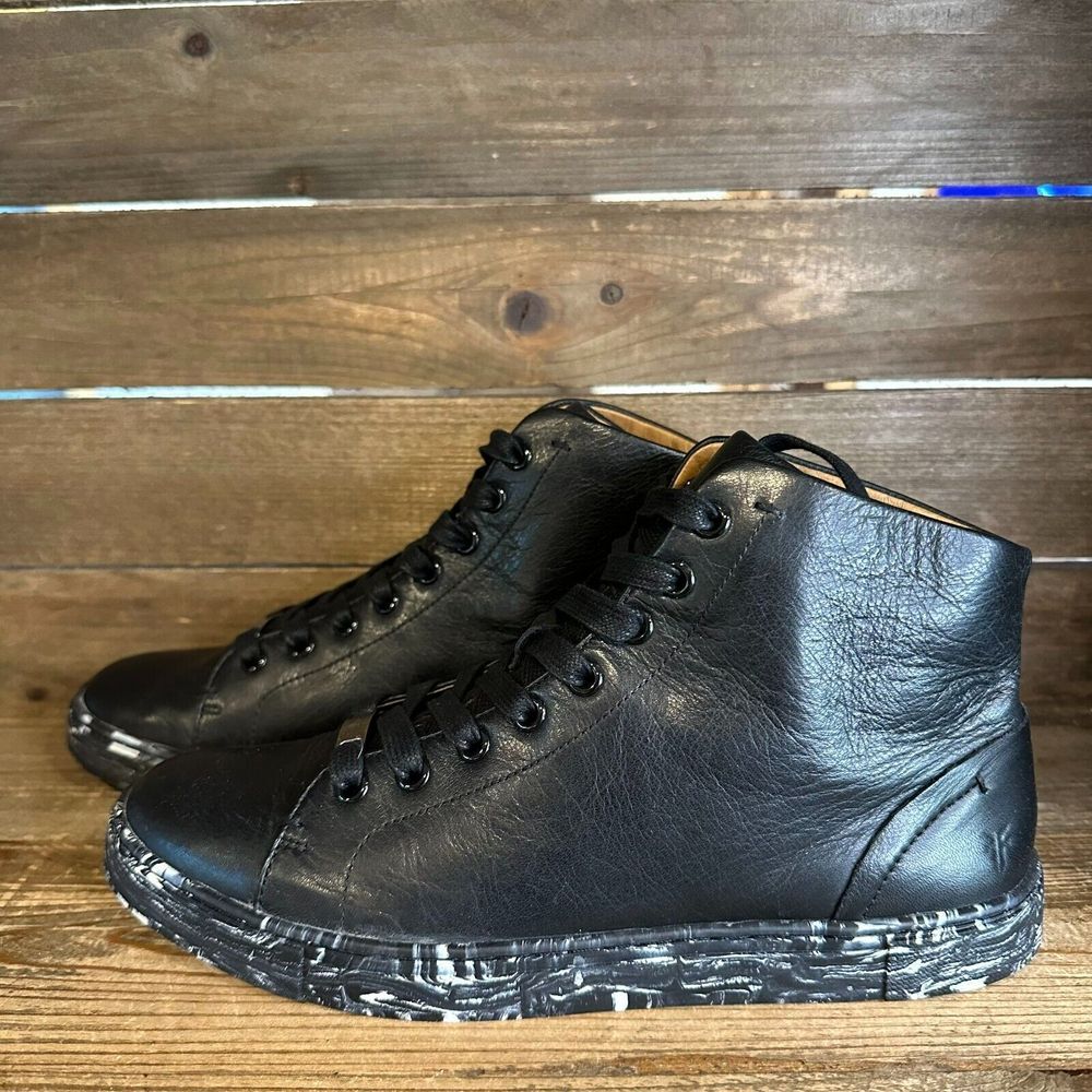 NIB Womens Frye Ivy High Top Black Leather Marble Casual Sneakers Shoes Size 8 M - Picture 2 of 6